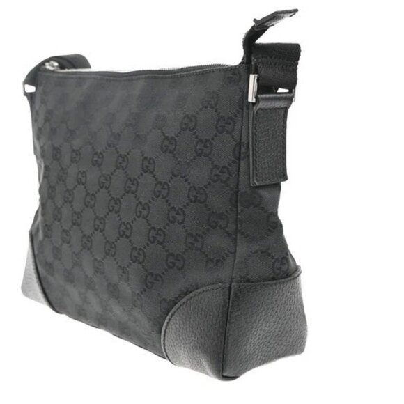 GUCCI Logo GG Pattern Shoulder Bag Canvas Leather Black SHW Italy 35MA141 - Picture 3 of 15